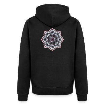 Peace Weltfrieden Flower Power Geschenk 70er Love - Unisex Premium Bio Zip Hoodie - Schwarz - Hinten - Nico (187cm)