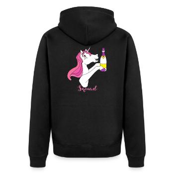 Einhorn Braut Gruppe Sekt Feiern Süß Pink Pferd - Unisex Premium Bio Zip Hoodie - Schwarz - Hinten - Nico (187cm)