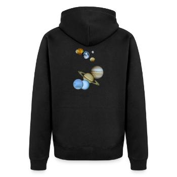 Rakete Planeten Astronaut shirt Geschenk Space - Unisex Premium Bio Zip Hoodie - Schwarz - Hinten - Nico (187cm)