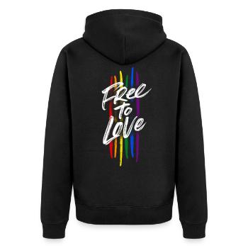 Libre d'aimer - LGBT - Veste à capuche bio Premium Unisexe - noir - Dos - Nico (187cm)