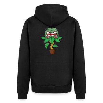Scary carnivorous plant - Unisex Premium Organic Zip Hoodie - black - Back - Nico (187cm)