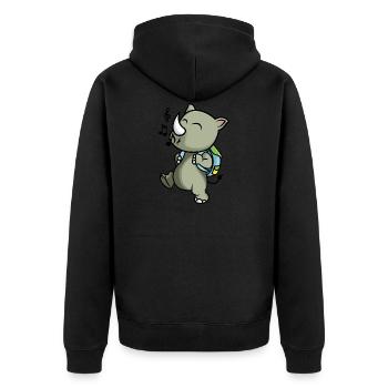 Fröhlicher Tier Schulanfänger - Unisex Premium Bio Zip Hoodie - Schwarz - Hinten - Nico (187cm)