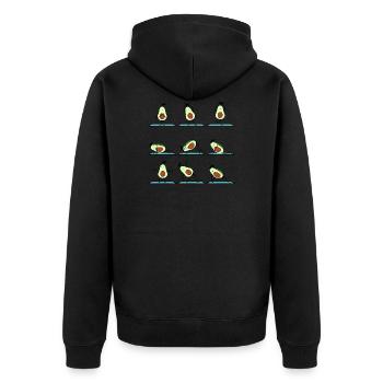 Yogacado - avocat qui fait de la gymnastique dans le gymnase - Veste à capuche bio Premium Unisexe - noir - Dos - Nico (187cm)