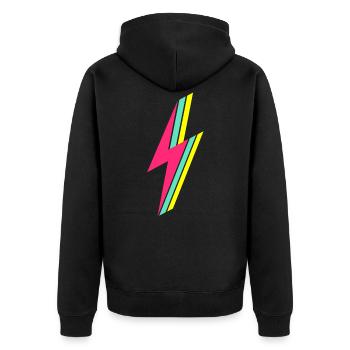 Flash of lightning - Unisex Premium Organic Zip Hoodie - black - Back - Nico (187cm)