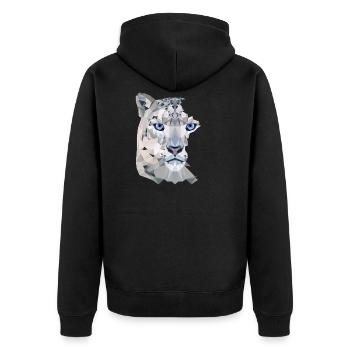 Snow Leopard Split - Unisex Premium Bio Zip Hoodie - Schwarz - Hinten - Nico (187cm)