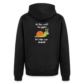 Ich bin nicht langsam ich habe Geduld Schnecke - Unisex Premium Bio Zip Hoodie - Schwarz - Hinten - Nico (187cm)