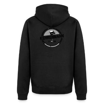 Nur ein KEHRENMANN ist ein wahrer Ehrenmann 🧹 - Unisex Premium Bio Zip Hoodie - Schwarz - Hinten - Nico (187cm)