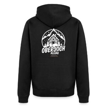 Oberjoch Allgäu Apres Ski T-Shirt Design - Unisex Premium Organic Zip Hoodie - black - Back - Nico (187cm)
