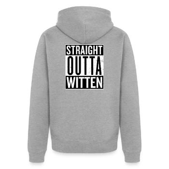 Straight outta Witten compton North Rhine-Westphalia - Unisex Premium Organic Zip Hoodie - heather grey - Back - Nico (187cm)