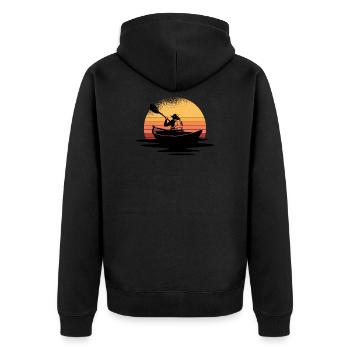 Ruderboot bei Sonnenuntergang - Unisex Premium Bio Zip Hoodie - Schwarz - Hinten - Nico (187cm)