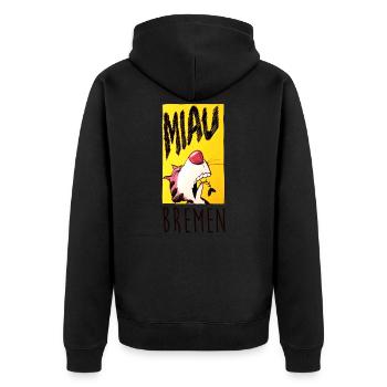 Bremer Stadtmusikanten Katze Miau - Unisex Premium Bio Zip Hoodie - Schwarz - Hinten - Nico (187cm)
