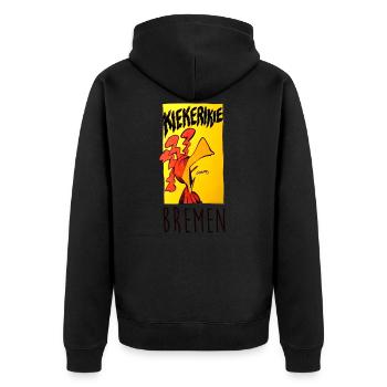 Bremer Stadtmusikanten Hahn Kikeriki - Unisex Premium Bio Zip Hoodie - Schwarz - Hinten - Nico (187cm)