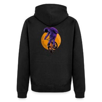 BMX / Bmx / bmx / Fahrrad / Geschenk / Jungs - Unisex Premium Bio Zip Hoodie - Schwarz - Hinten - Nico (187cm)