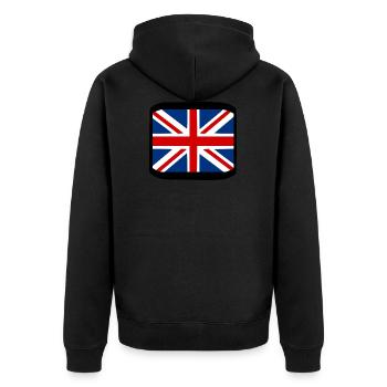 Union jack - Unisex Premium Bio Zip Hoodie - Schwarz - Hinten - Nico (187cm)