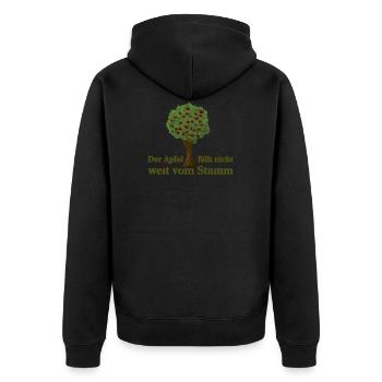 Der Apfel fällt nicht weit vom Stamm - Unisex Premium Bio Zip Hoodie - Schwarz - Hinten - Nico (187cm)