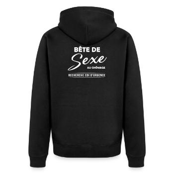 Bête de sexe / cadeau humour et drôle - Veste à capuche bio Premium Unisexe - noir - Dos - Nico (187cm)