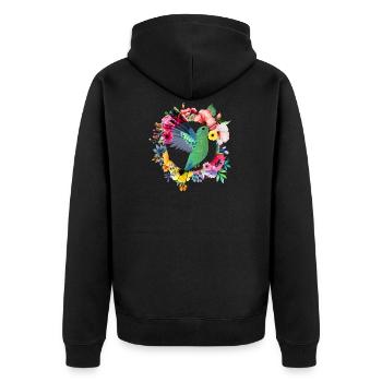 Hummingbird Bird Flowers Bouquet - Unisex Premium Organic Zip Hoodie - black - Back - Nico (187cm)