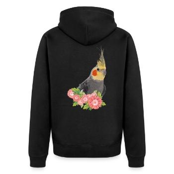 Nymphenkakadu - Unisex Premium Bio Zip Hoodie - Schwarz - Hinten - Nico (187cm)