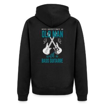 Bassist alter Mann - Unisex Premium Bio Zip Hoodie - Schwarz - Hinten - Nico (187cm)