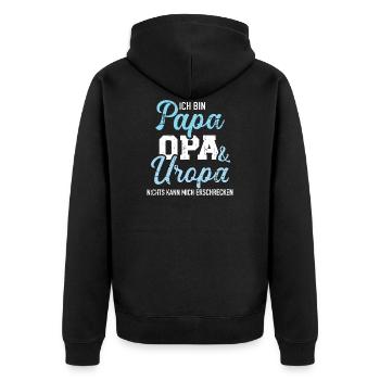 Uropa - Unisex Premium Bio Zip Hoodie - Schwarz - Hinten - Nico (187cm)