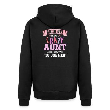 aunt - Unisex Premium Organic Zip Hoodie - black - Back - Nico (187cm)