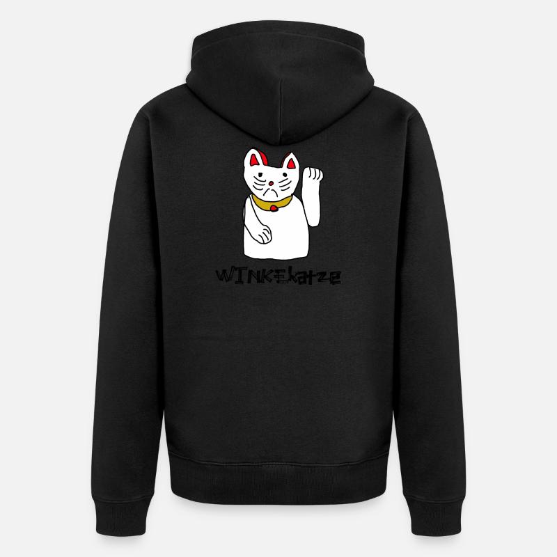 winke katze glück design - Unisex Premium Bio Zip Hoodie - Schwarz