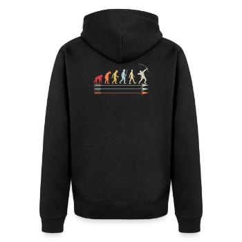 Development of man archery - Unisex Premium Organic Zip Hoodie - black - Back - Nico (187cm)