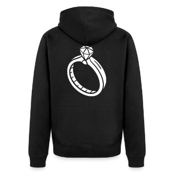 Hochzeit - Unisex Premium Bio Zip Hoodie - Schwarz - Hinten - Nico (187cm)