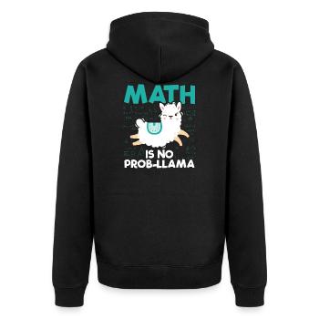 Mathe Lama | Mathematik Lehrer Schule Geschenkidee - Unisex Premium Bio Zip Hoodie - Schwarz - Hinten - Nico (187cm)