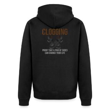 Clogging Proof That A Pair Of Shoes Can Change - Unisex Premium Organic Zip Hoodie - black - Back - Nico (187cm)