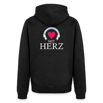 Heilerziehungspflege Heilerziehungspflegerin hep - Unisex Premium Bio Zip Hoodie - Schwarz - Hinten - Nico (187cm)