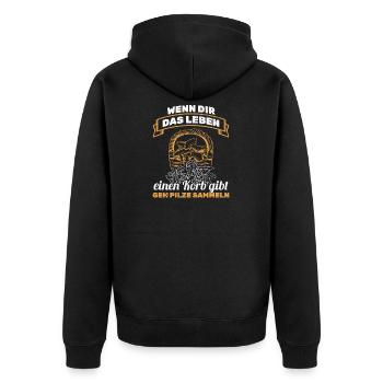 Pilze Pilz Pilzsammler - Unisex Premium Bio Zip Hoodie - Schwarz - Hinten - Nico (187cm)