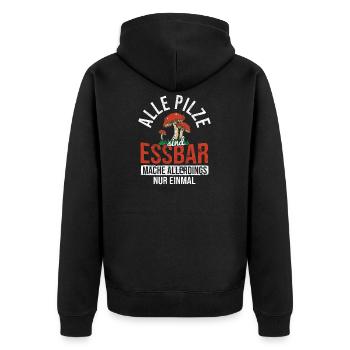 Pilze Pilz Pilzsammler - Unisex Premium Bio Zip Hoodie - Schwarz - Hinten - Nico (187cm)