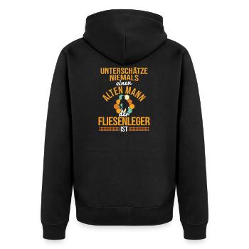 Fliesenleger Handwerker - Unisex Premium Bio Zip Hoodie - Schwarz - Hinten - Nico (187cm)
