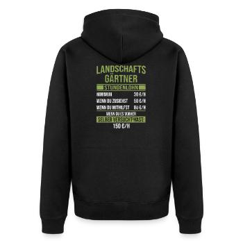 GardenIng Galabau Gardener - Unisex Premium Organic Zip Hoodie - black - Back - Nico (187cm)