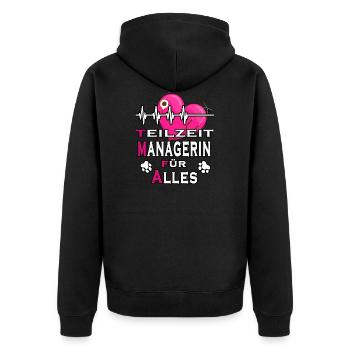 tmfa manager liebe tier tierarztpraxis tierfreund - Unisex Premium Bio Zip Hoodie - Schwarz - Hinten - Nico (187cm)