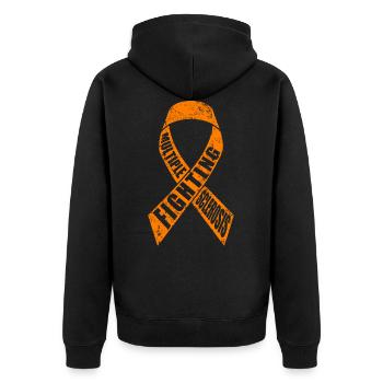 Fighting Multiple Sclerosis Awareness - Unisex Premium Bio Zip Hoodie - Schwarz - Hinten - Nico (187cm)