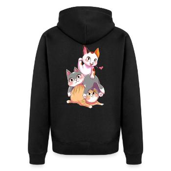 Doux Chats Dans Anime Kawaii Style Japon Chat Japa - Veste à capuche bio Premium Unisexe - noir - Dos - Nico (187cm)
