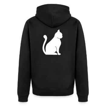 Katze Kater Katzen - Unisex Premium Bio Zip Hoodie - Schwarz - Hinten - Nico (187cm)