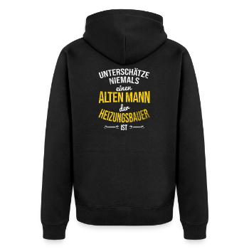Heizungsbauer Heizungsbau Installateur - Unisex Premium Bio Zip Hoodie - Schwarz - Hinten - Nico (187cm)