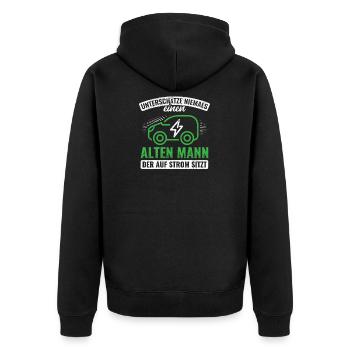 Elektroauto E-Auto Auto - Unisex Premium Bio Zip Hoodie - Schwarz - Hinten - Nico (187cm)