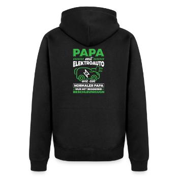Elektroauto Auto E-Auto - Unisex Premium Bio Zip Hoodie - Schwarz - Hinten - Nico (187cm)