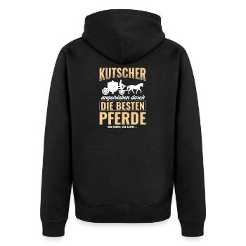 Kutsche - Unisex Premium Bio Zip Hoodie - Schwarz - Hinten - Nico (187cm)