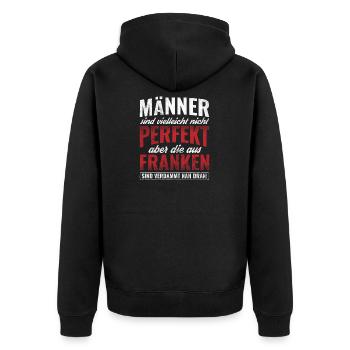 Fränkisch Franken Oberfranken - Unisex Premium Bio Zip Hoodie - Schwarz - Hinten - Nico (187cm)
