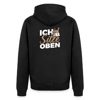 Geschenkidee Saunieren Sauna - Unisex Premium Bio Zip Hoodie - Schwarz - Hinten - Nico (187cm)