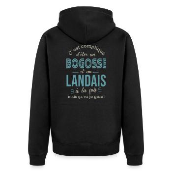 bogosse landais cadeau homme région fiert landais - Veste à capuche bio Premium Unisexe - noir - Dos - Nico (187cm)