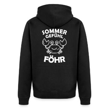 Sommergefühl Föhr Nordsee Nordseeinsel Krabbe - Unisex Premium Bio Zip Hoodie - Schwarz - Hinten - Nico (187cm)