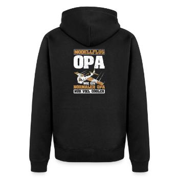 Modellflug - Unisex Premium Bio Zip Hoodie - Schwarz - Hinten - Nico (187cm)