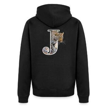 J Jaguar alphabet animals - Unisex Premium Organic Zip Hoodie - black - Back - Nico (187cm)