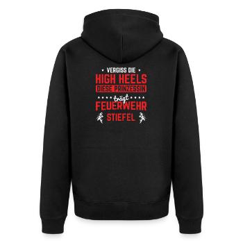 Feuerwehrmann Freiwillige Feuerwehr Feuerwehr - Unisex Premium Bio Zip Hoodie - Schwarz - Hinten - Nico (187cm)